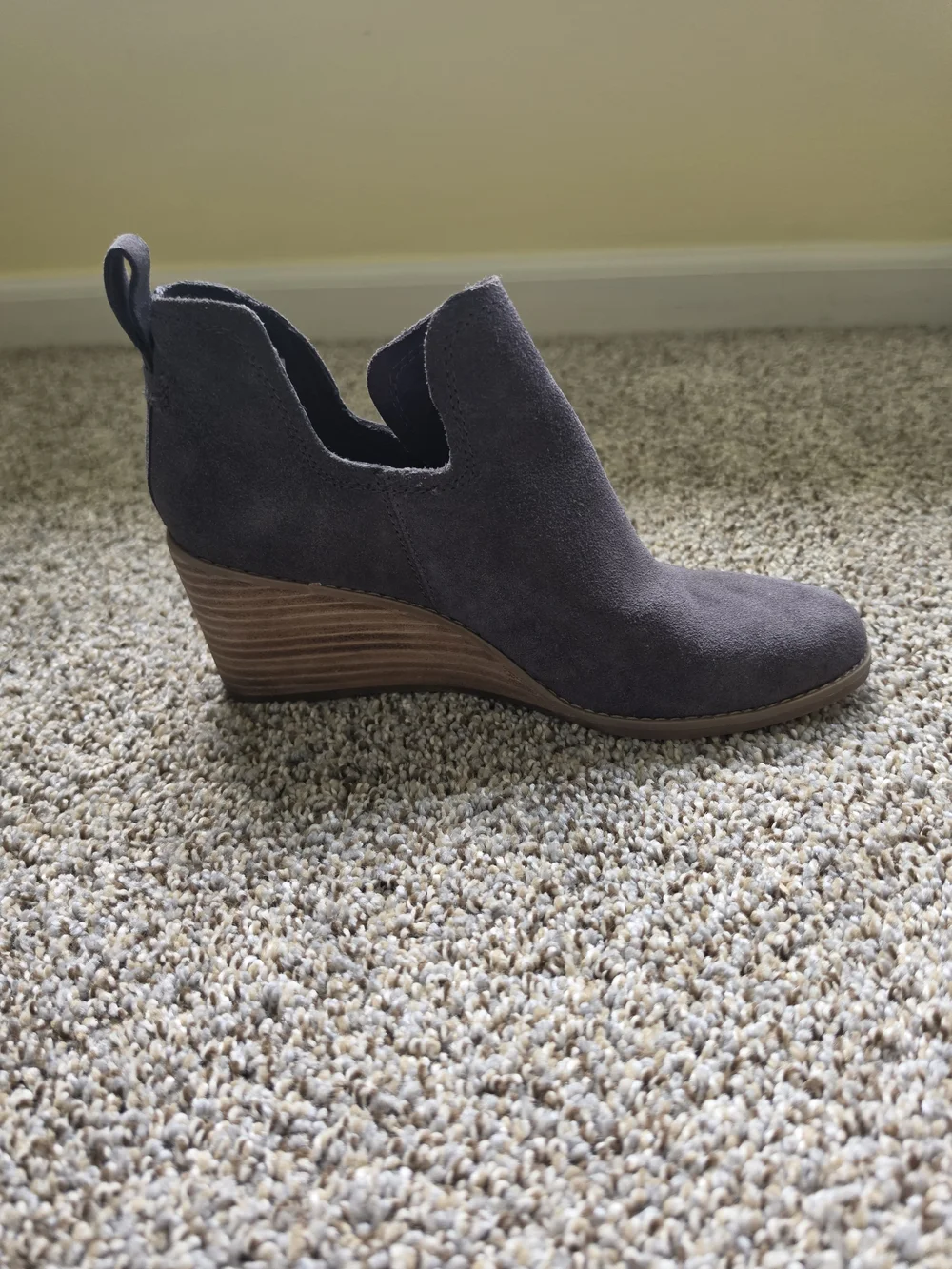Toms Charcoal Suede Wedge Booties
